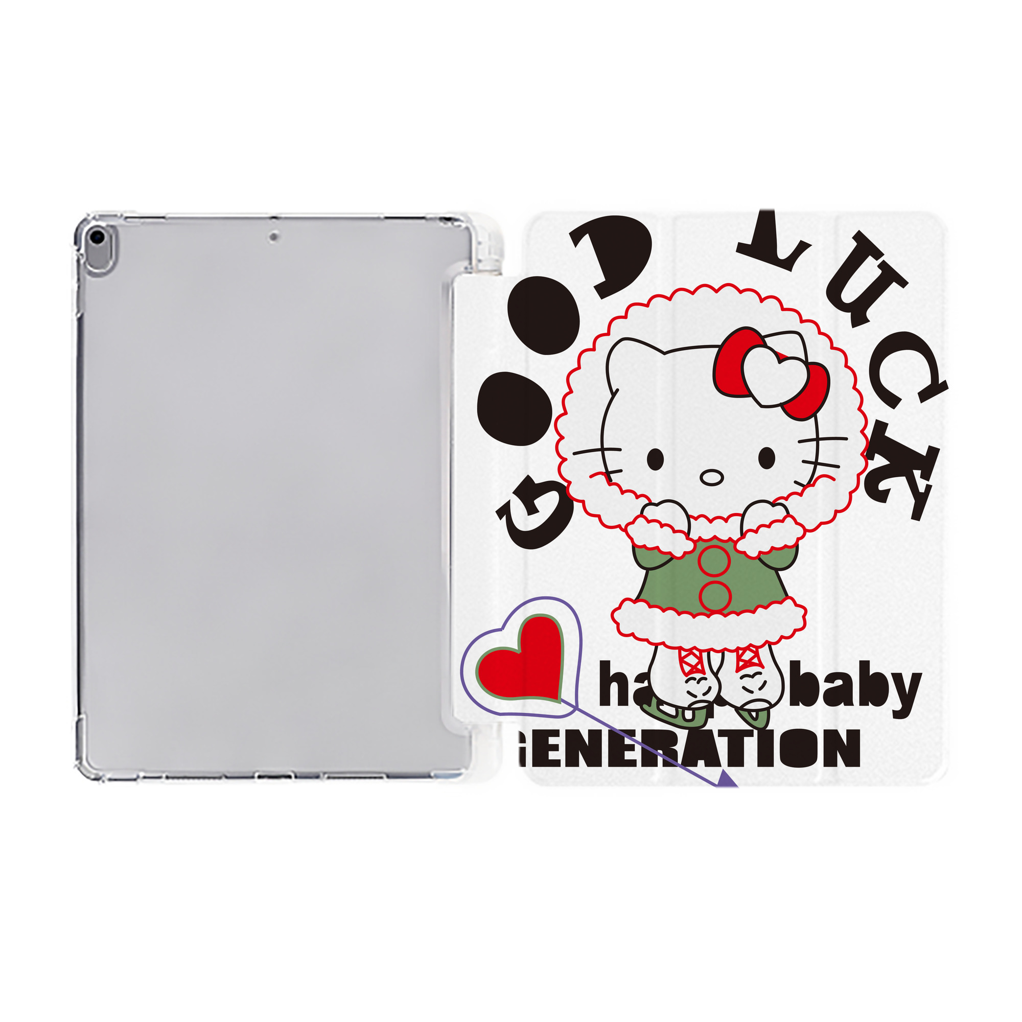 （画像用） Hello Kitty ハローキティ IPad ケース ペン収納付き 三つ折りスタンド PUレザー×シリコン 対応機種9.5/10.5/10.9インチ